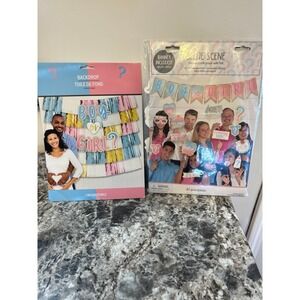 Gender Reveal Party Decorations Backdrop &‎ Selfie Scene Photo Props